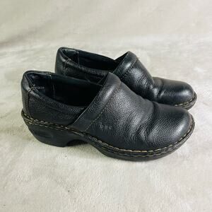 b.o.c Shoes Womens Size 8.5 Black Slid On Clog Pebbled‎ Leather Born Concepts